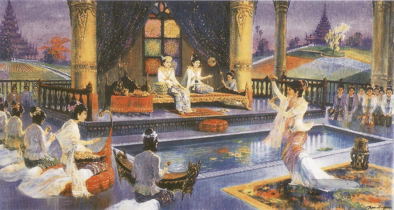 le mariage royal du Prince Siddhattha et la princesse Yasodhara bouddhisme Peintures à l'huile